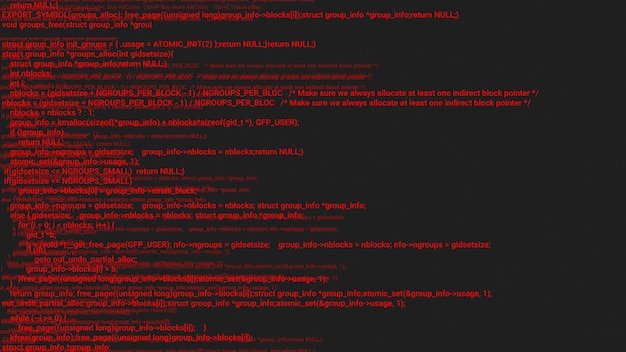 Zdjęcie animacja koncepcji hakera kodującego czerwony ekran z usterką błąd pisania kodu programowania