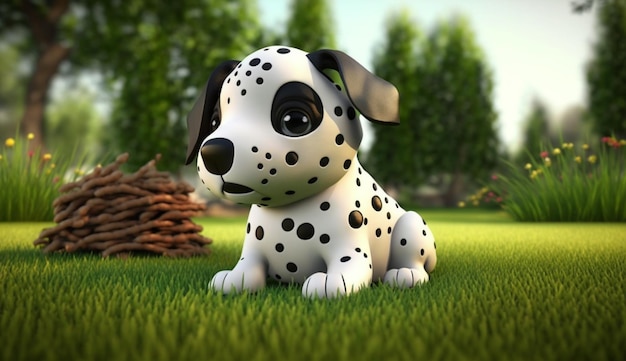 Animacja postaci z kreskówek pies piłka nożna Ai Generative