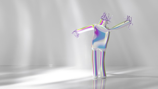 Zdjęcie animacja tańczącej lalki powietrznej zabawne postacie z kreskówek izolowane na białym tle