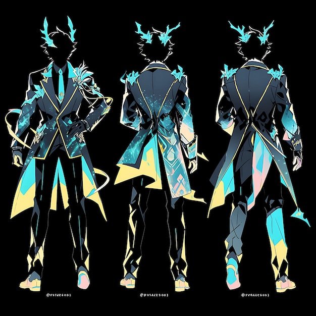 Anime Character Design Mężczyzna Cyberpunk Wedding Fashion Futuristic Suit Short Neon Gl Concept Art