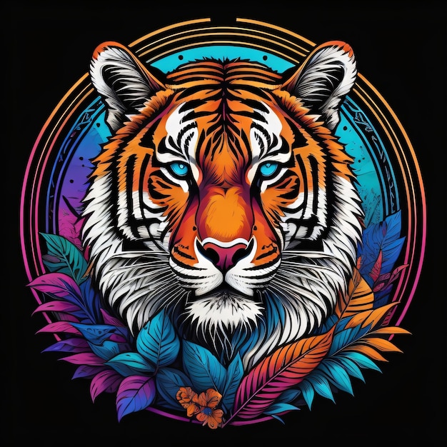 Anime dziki tygrys wektorowy art ilustracja projekt koszulki