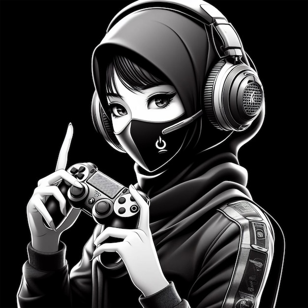 Zdjęcie anime hijabi gamer girl 3d sztuka cyfrowa