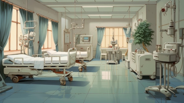 Zdjęcie anime ilustracja tło szpitala