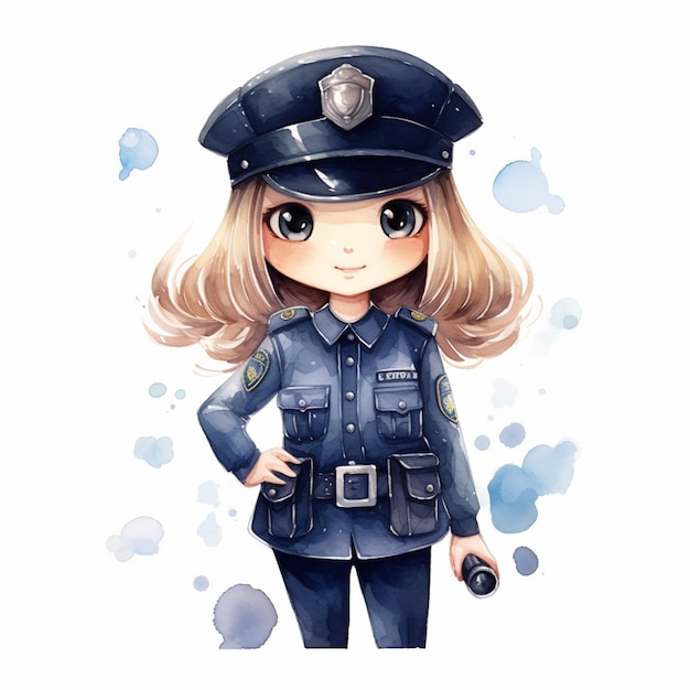 anime postać policjantki z kapeluszem i kamerą generatywny ai