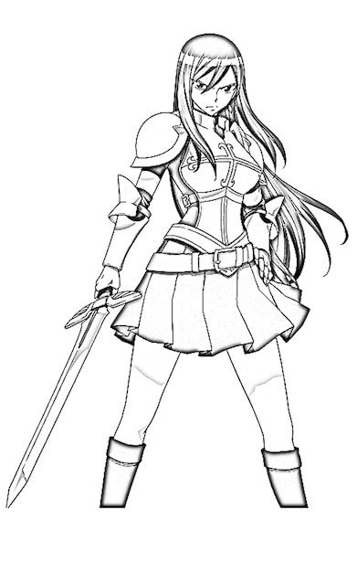 Anime Warrior Girl with Sword (Dziewczyna z mieczem)