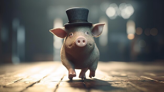 Zdjęcie animowana ilustracja świń w różnych zawodach 3d realistyczna