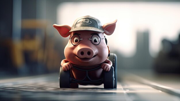 Animowana ilustracja świń w różnych zawodach 3D realistyczna