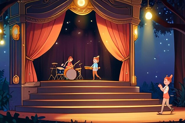 Zdjęcie animowana muzyczna ilustracja sceniczna