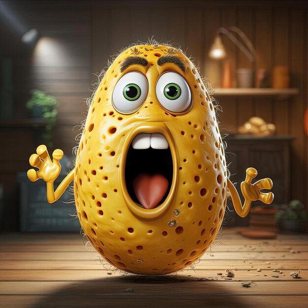 Zdjęcie animowana postać ziemniaka 3d w stylu zabawnej ilustracji