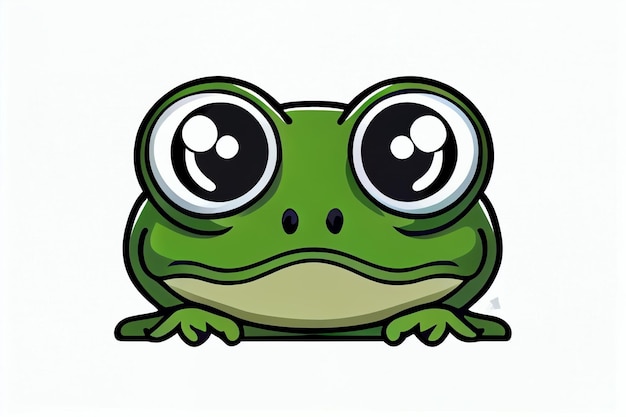 Animowana żaba z dużymi oczami i dużym, podbitym okiem.