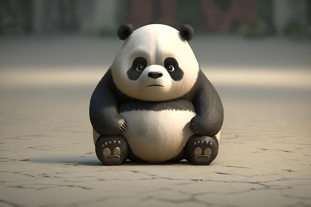 Animowana zabawka panda atrakcyjne tło, agresywny wygląd generatywny ai