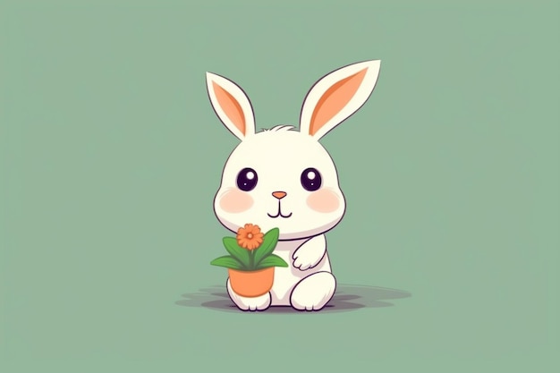 Animowany królik z kwiatkiem w łapach