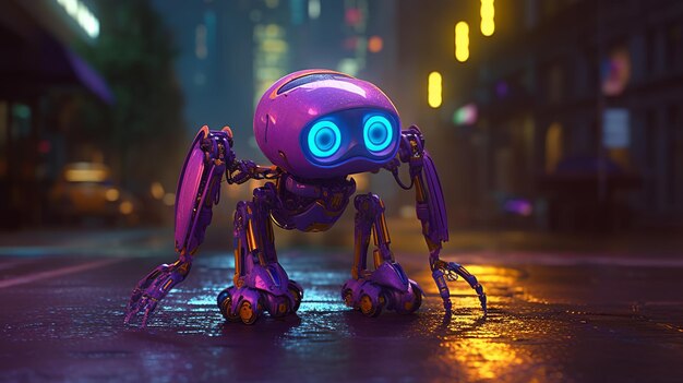 Animowany ładny robot świetny projekt do dowolnych celów Realistyczny bot z kreskówek Projektowanie postaci zwierząt Komunikacja internetowa Komiks rysunek Projektowanie postaci ładny Komiks tła