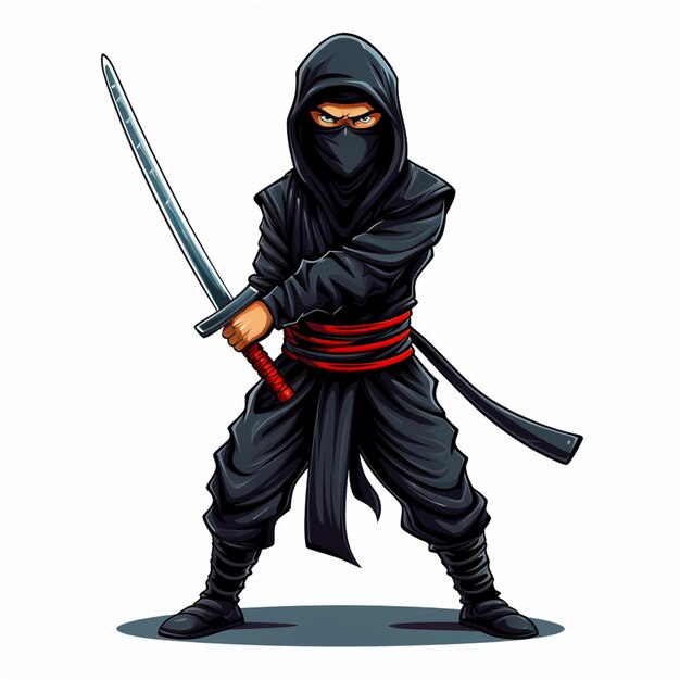 animowany ninja z mieczem generatywną sztuczną inteligencją