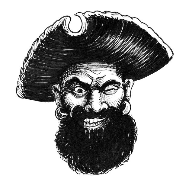 Animowany obraz przedstawiający mężczyznę w kapeluszu z napisem „pirat”.