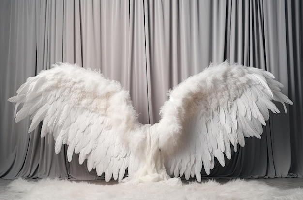 Zdjęcie aniołowa para z błyszczącymi skrzydłami