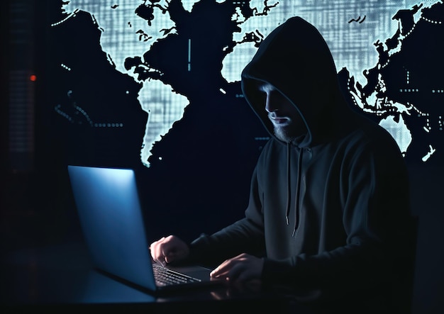 Anonimowy haker Koncepcja cyberataku cyberprzestępczości w ciemnej sieci