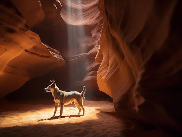 Antelope Canyon Whispers Samotny spacer Kojota