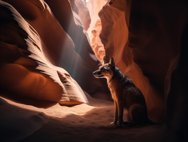 Antelope Canyon Whispers Samotny spacer Kojota