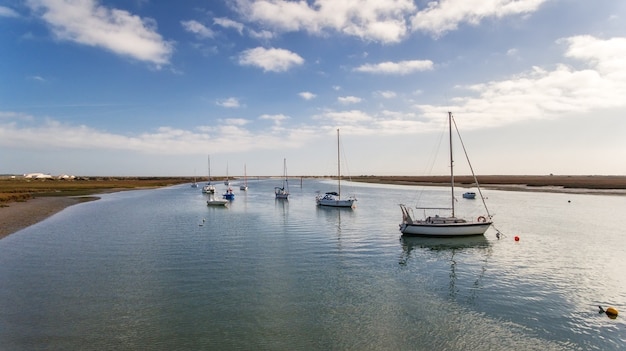 Antenowy. Widok Z Nieba Na łodzie I Jachty Na Santa Luzia, Tavira.