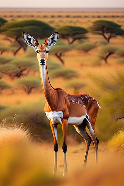 Antilopa Impala na sawannie Scena dzikiej przyrody w przyrodzie