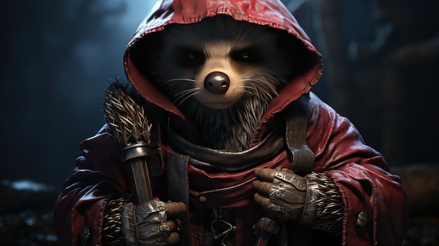 Antropomorficzna ilustracja sztuki cyfrowej hedgehog rogue