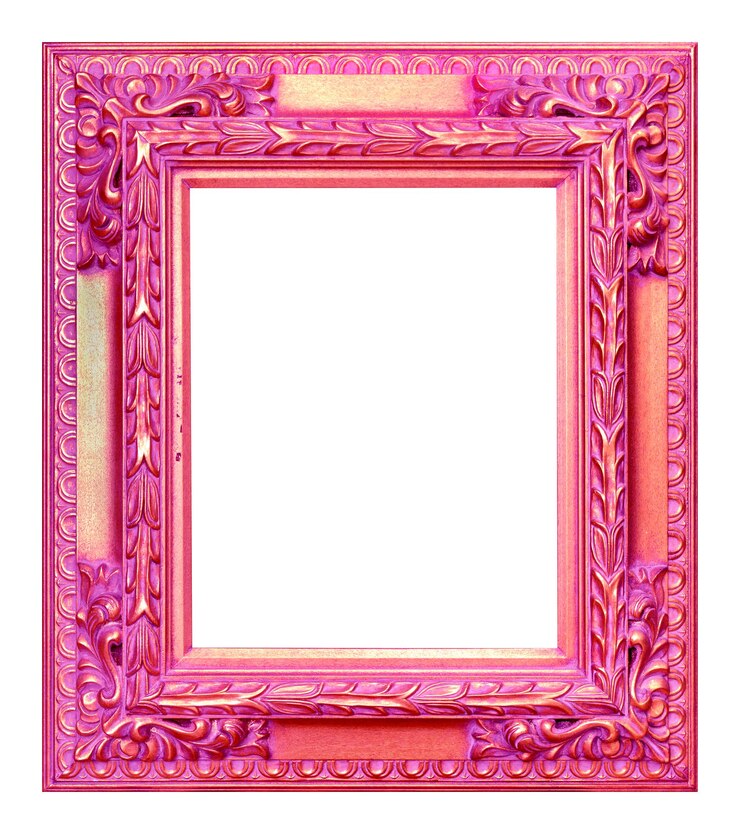 Antyczna ramka w kolorze magenta i złota na białym tle w stylu vintage