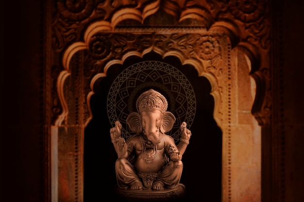 Antyczna Rzeźba Lorda Ganesha Na Festiwal Ganesha