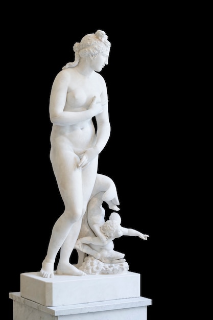 Antyczne rzeźby izolują starożytną grecję marmurową klasyczną rzeźbę na pustym tle sztuki ciała ...