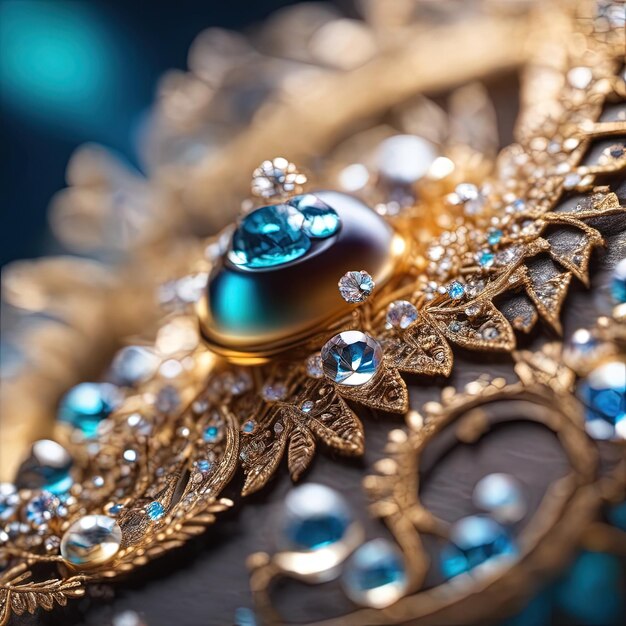 Antyczne złoto i niebieski naszyjnik antyczne złoto i błękitne biżuteria Generatywna sztuczna inteligencja