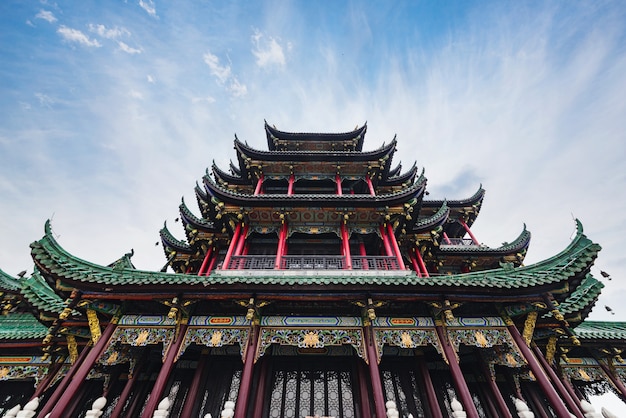 Antycznej Architektury świątynna Pagoda W Parku, Chongqing, Chiny