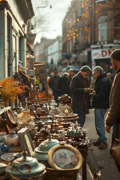 Antycznicy sprzedający starożytne skarby na targu w Por Traditional and Culture Market Photo