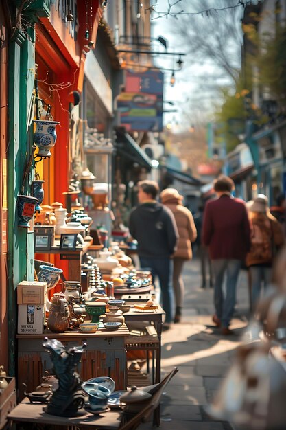 Zdjęcie antycznicy sprzedający starożytne skarby na targu w por traditional and culture market photo