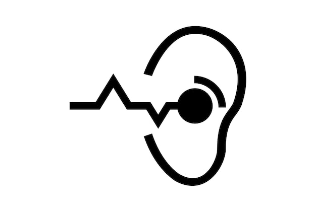 Aparat słuchowy glif ikona sztuka płaski symbol opieki zdrowotnej minimalistyczny znak medyczny grafika