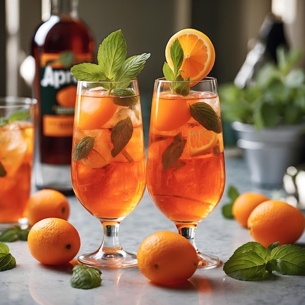 Aperol Spritz z dodatkiem świeżej mięty