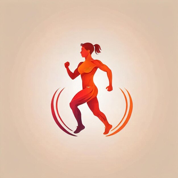 Zdjęcie aplikacja fitness sportowa pokazująca ikonę logo oprogramowania biegającego człowieka w płaskim stylu
