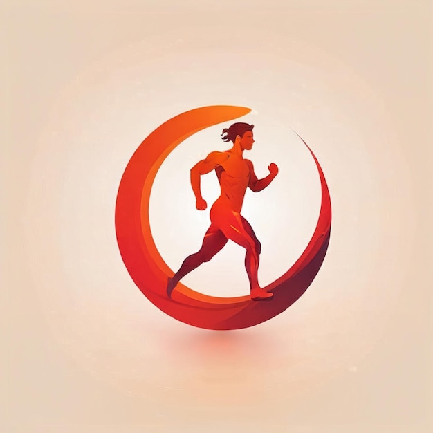 Zdjęcie aplikacja fitness sportowa pokazująca ikonę logo oprogramowania biegającego człowieka w płaskim stylu