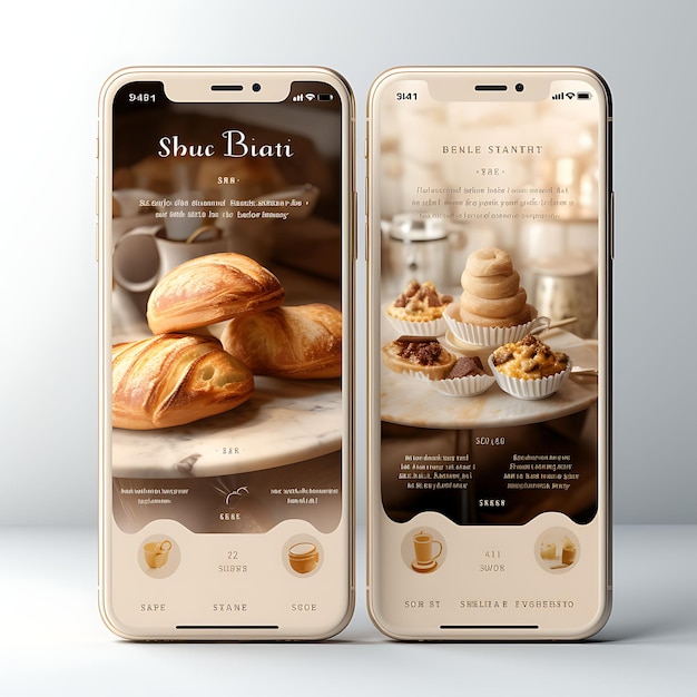 Aplikacja mobilna francuskiej piekarni Elegantny i wyrafinowany projekt koncepcyjny francuski Insp menu żywności i napojów