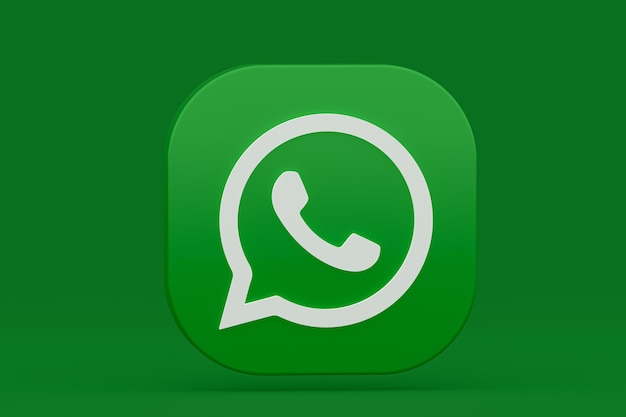 Zdjęcie aplikacja whatsapp zielona ikona logo 3d renderowania na zielono