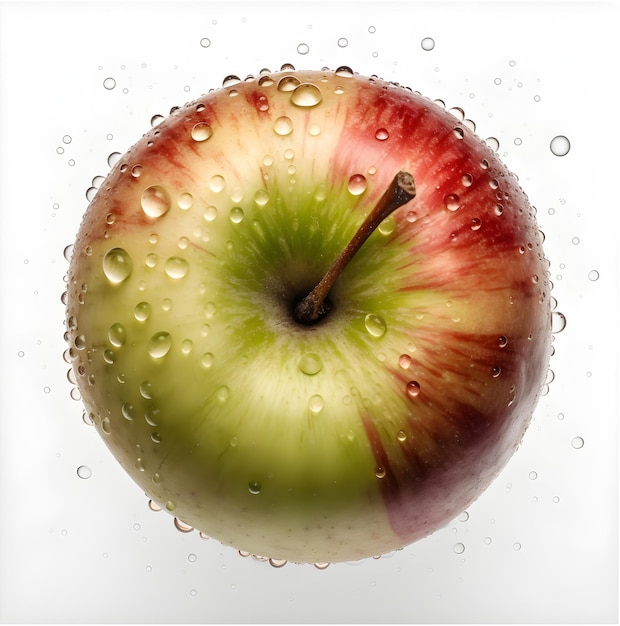 Apple z bryzgami wody na białym tle ai generatywne