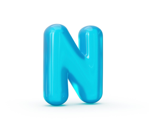 Aqua Blue galaretki litera N na białym tle ilustracja 3d
