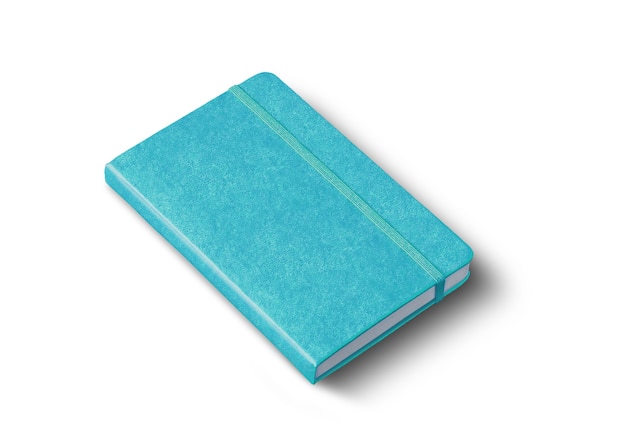 Aqua blue makieta zamkniętego notebooka na białym tle