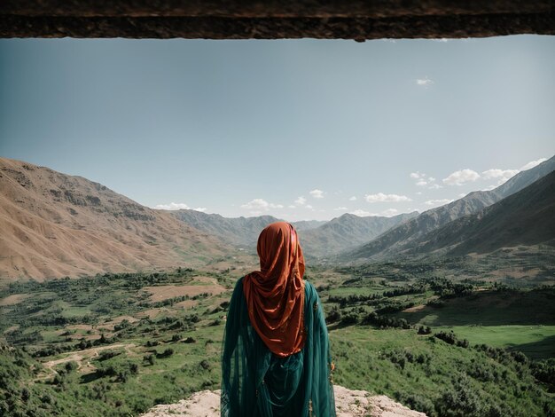 Arabka nosząca hidżab w przyrodzie
