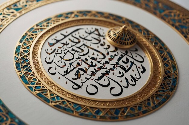 Zdjęcie arabska kaligrafia wersetu z koranu na białej powierzchni