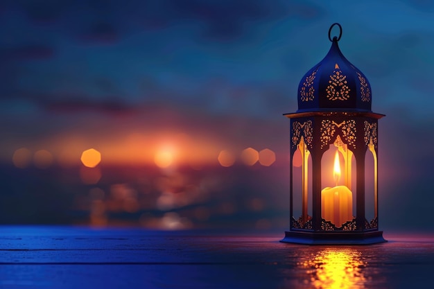 Arabska latarnia na kartkę z życzeniami Ramadan