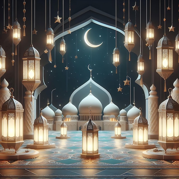 Arabska latarnia na tle uroczystości ramadan kareem