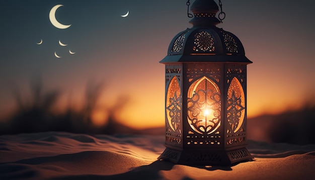 Arabska latarnia Ramadan kareem tło Generatywna sztuczna inteligencja