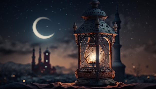 Arabska latarnia Ramadan kareem tło Generatywna sztuczna inteligencja