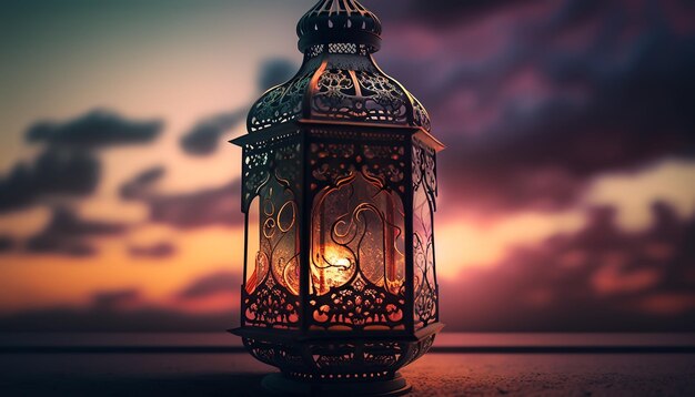 Arabska latarnia Ramadan kareem tło Generatywna sztuczna inteligencja