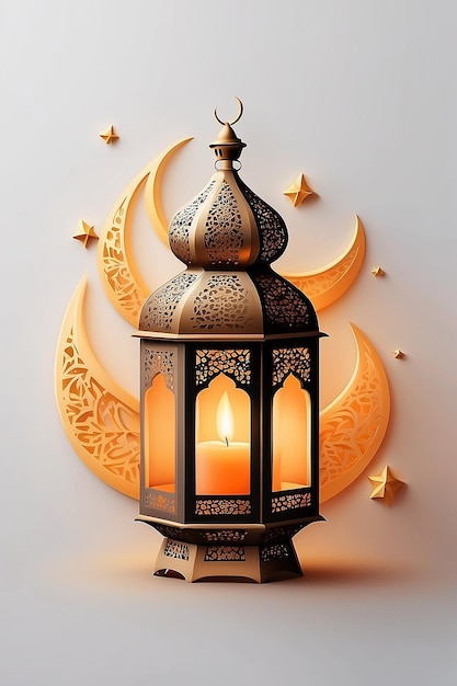 arabska latarnia z płonącą świecą ramadan kareem tło baner islamskie święto generatywne ai